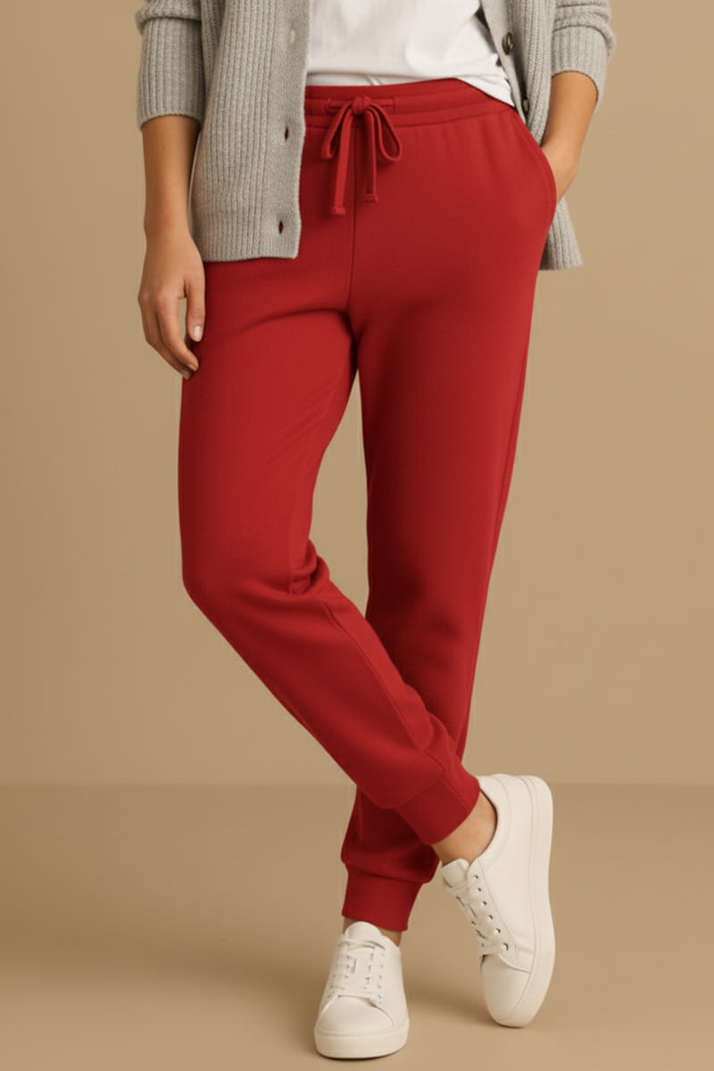 women-fleece-trouser-red